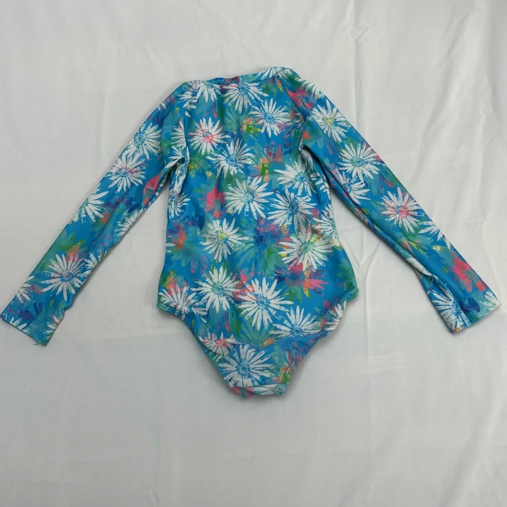 Cat & Jack Blue Floral Swimsuit Long Sleeve